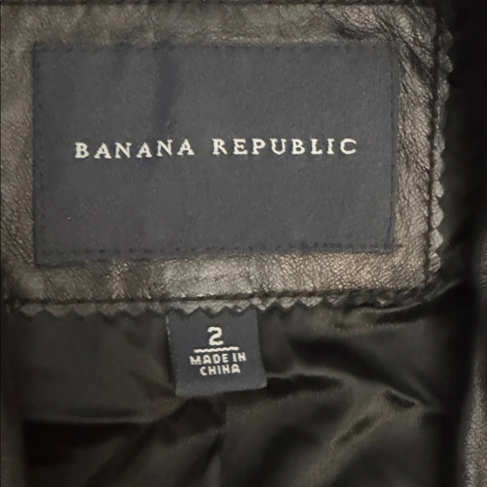 Banana Republic Leather Blazer Black 2 One Button Jacket - Picture 7 of 8